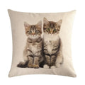 Axyaa Cat Printed Cotton Linen Cushion Cover 45x45cm