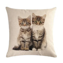 Axyaa Cat Printed Cotton Linen Cushion Cover 45x45cm