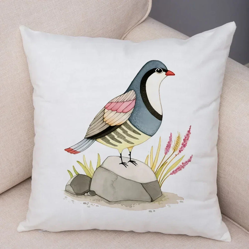 Axyaa Cartoon Parrot Pillowcase with Birds and Flowers 45x45cm