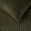 Axyaa Dark Green Velvet Stripe Stitch Queen Quilt