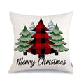 Axyaa Christmas Throw Pillow Covers - Festive Farmhouse Decor with Xmas Trees, Truck & Buffalo Plaid