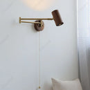 Axyaa Walnut Log Rocker Arm Wall Lamp for Living Room, Bedroom, Study - LED Lighting