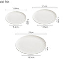 Axyaa Circular Ceramic Hammer Pattern Shallow Plate - Pure White Specialty Tableware