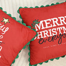 Axyaa Christmas Letter Print Fleece Pillow Cover with Curved Lace - Home Decor