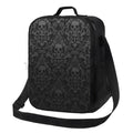 Axyaa Gothic Skull Damask Insulated Lunch Bag - Reusable Thermal Cooler Tote