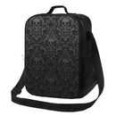 Axyaa Gothic Skull Damask Insulated Lunch Bag - Reusable Thermal Cooler Tote