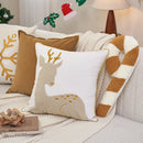 Axyaa Elk Embroidery Christmas Throw Pillowcase - Festive Home Decor