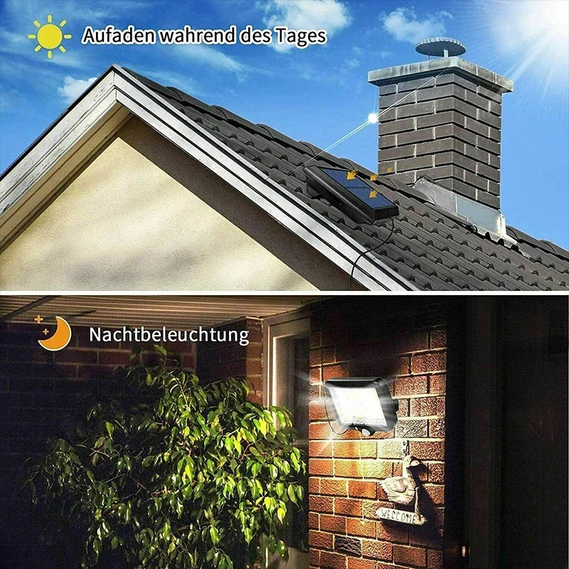 Axyaa 160COB Solar Outdoor Wall Lights Motion Sensor Remote Control 3 Mode Street Lights.