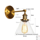 Axyaa Clear Glass Iron LED Wall Lamp Stair Light Fixture Vintage Industrial Plug-In Bedside