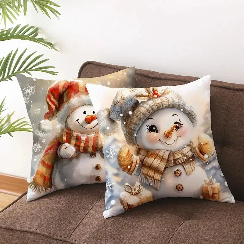 Axyaa Winter Snowman Pillowcase - Festive Sofa Decor & Gift