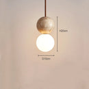 Axyaa Stone Cream Pendant Light Chandelier, Retro Design for Bedroom, Round Ball Luminaire