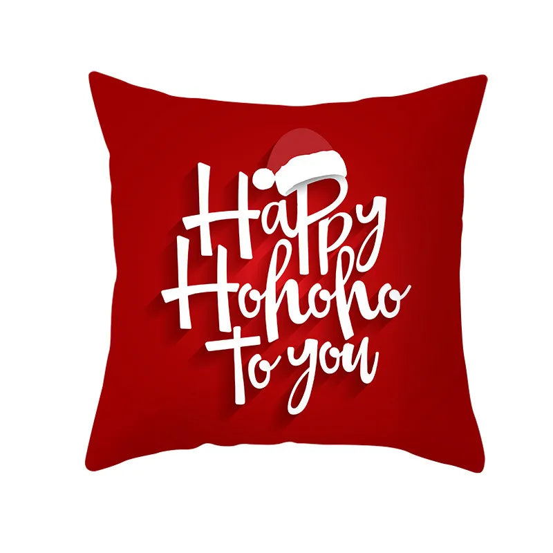 Axyaa Christmas Gift Pillowcase Red Print Cushion Cover for Home Sofa