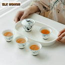 Axyaa Porcelain Oval Tea Tray - Decorative Small Tea Table for Dry Brewing