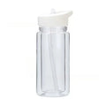 Axyaa Double Layer 10oz Transparent Plastic Water Bottles with Straw Lid