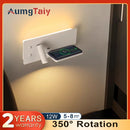 Axyaa Bedroom Wall Lamp USB Quick Charging Rotatable Spotlight 3W Reading Light