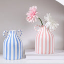 Axyaa Ceramic Striped Double Ear Vase Hydroponic Planter Ornament