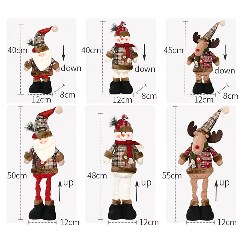 Axyaa Christmas Doll Ornaments Santa Snowman Elk Flexible Decor Xmas Gift
