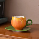 Axyaa Tulip Ceramic Coffee Cup Set - European Design Mug for Afternoon Tea and Breakfast