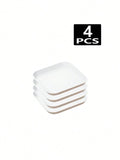 Axyaa White Plastic Square Dessert Plate Set for Family Camping, Picnic, Restaurant
