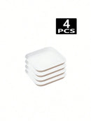 Axyaa White Plastic Square Dessert Plate Set for Family Camping, Picnic, Restaurant