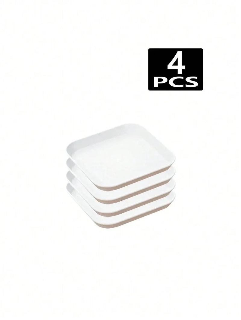 Axyaa White Plastic Square Dessert Plate Set for Family Camping, Picnic, Restaurant