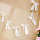 Axyaa White Bow Satin Ribbon and Pearl Garland for Wedding Party Decoration