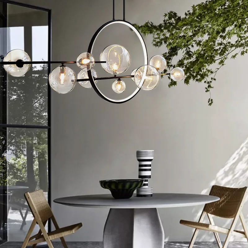 Axyaa Black Ring LED Pendant Light for Dining Room and Kitchen