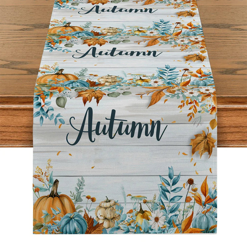 Axyaa Watercolor Maple Leaf Flower Table Runner for Farmhouse Dining and Wedding Parties