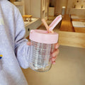 Axyaa Glass Water Bottle with Tea Infuser Filter Straw, Kawaii Design, 750ml