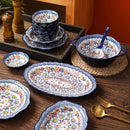 Axyaa Retro Ceramic Double Ear Large Soup Bowl with Handle - Colorful Tableware