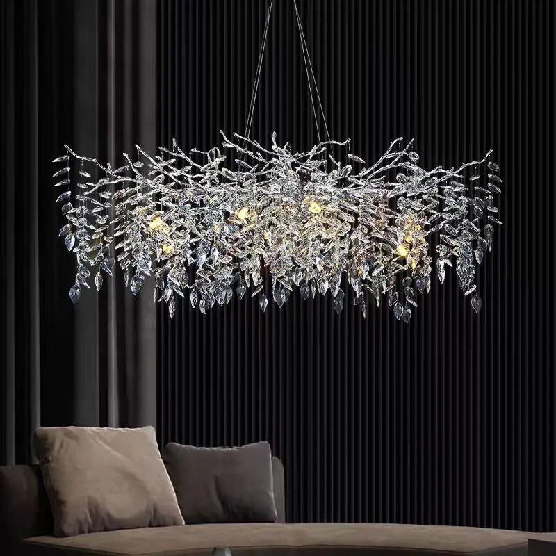 Axyaa Nordic Silver Crystal Chandelier Pendant Light - Elegant Luxury Design