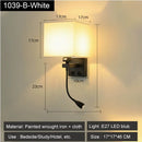 Axyaa LED USB Bedside Wall Lamp 3W Spot Light Fabric Modern Indoor Lighting