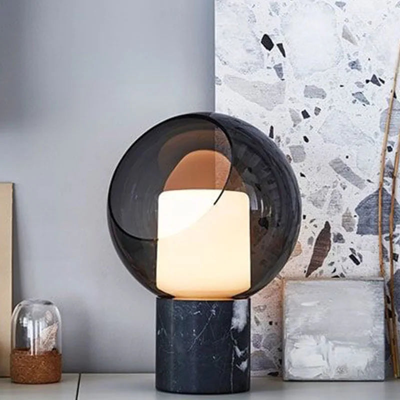 Axyaa Evedal Glass Table Lamp Smoke Gray Glass Bedside Lamp