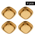 Axyaa Golden Stainless Steel Condiment Tray - BBQ Sauce Plate for Seasonings & Spices