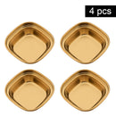 Axyaa Golden Stainless Steel Condiment Tray - BBQ Sauce Plate for Seasonings & Spices