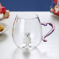 Axyaa 3D Christmas Glass Mug Cup with Heart Handle, 10oz, Water Coffee, Creative Gift