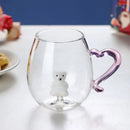 Axyaa 3D Christmas Glass Mug Cup with Heart Handle, 10oz, Water Coffee, Creative Gift