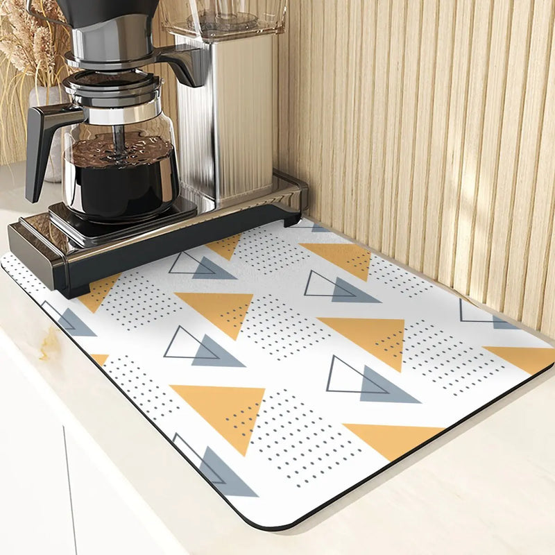 Axyaa Polygon Pattern Cup Mat Set - Absorbent Diatomaceous Earth Coasters