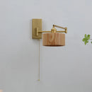 Axyaa Wooden Wall Sconce LED Lampshade with Pull Chain Switch for Bedroom Bathroom Perspective Mirror