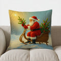 Axyaa Santa Sleigh & Christmas Trees Pillow Cover - Sofa Bedroom Car Decor