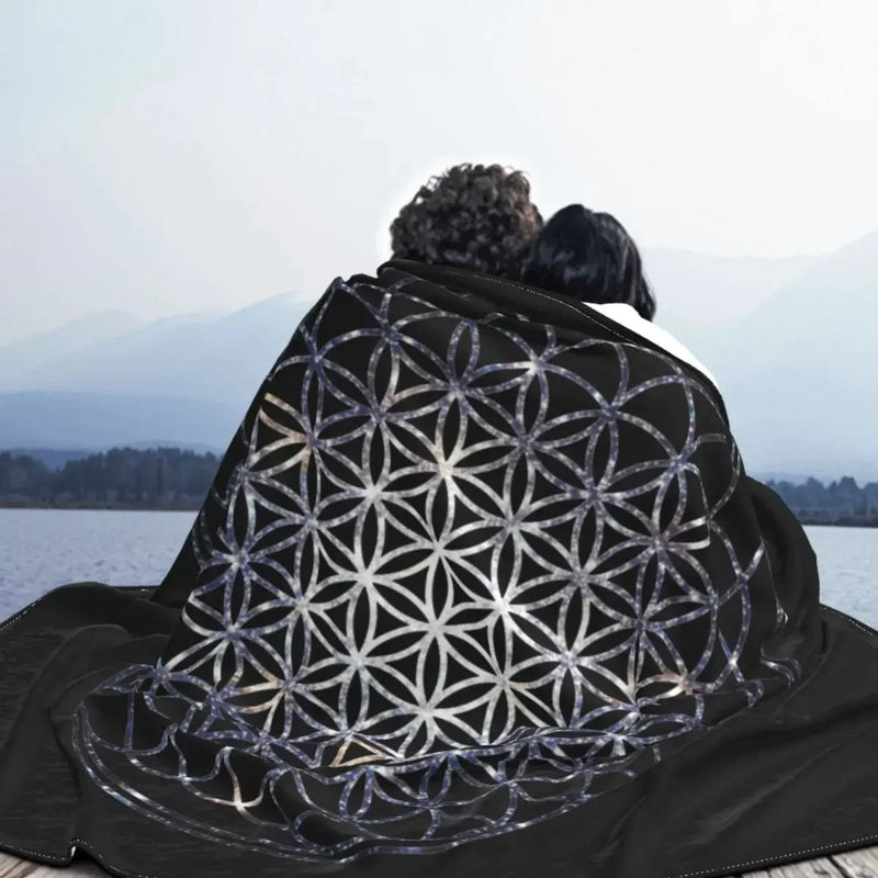 Axyaa Sacred Geometry Star Cluster Fleece Blanket