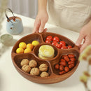 Axyaa Acacia Wood Snack Plate & Salad Bowl Set - Chinese Style Multi-cell Design