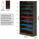 Axyaa 9-Tier Wood Shoe Storage Cabinet for 40-45 Pairs, 70.8'' Tall with Open Shelves