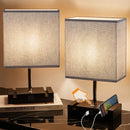 Axyaa Set of 2 Rechargeable LED Table Lamps with USB Ports & Phone Stands