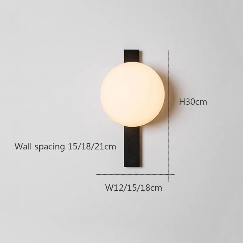 Axya Black Glass Wall Lamp, Modern Round LED Sconces for Living Room and More