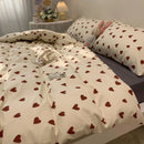 Axyaa Love Heart Bedding Set - Kid Adult Twin Full Queen Size Duvet Cover Pillowcase
