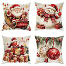 Axyaa Christmas Pillowcase: Santa Claus Snowman Bird Sofa Cushion Cover