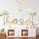 Axyaa Cute Peep Animals Elephant Giraffe Rabbit Wall Stickers for Kids Room Decoration