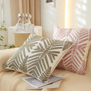 Axyaa Fern Leaves Embroidery Pillow Cover 45x45cm Blue Yellow Grey Square Decor