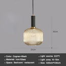 Axyaa Striped Glass Lantern Chandelier LED Pendant Lights for Dining Room Kitchen